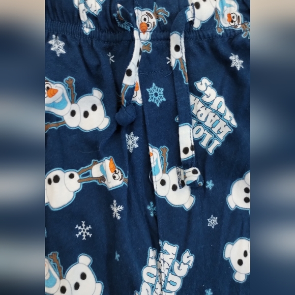Disney Blue Olaf  Frozen Drawstring Size XL loungewear PJ bottoms Old Child - Picture 5 of 10